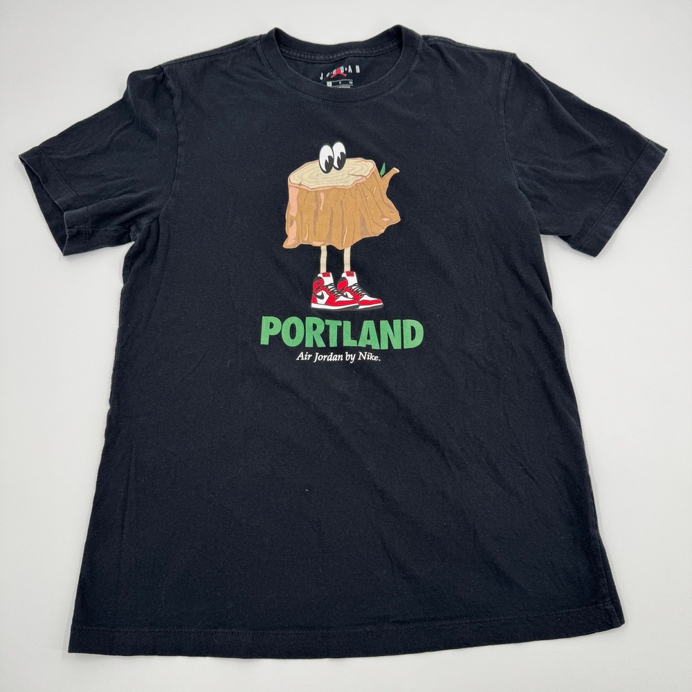 Jordan Portland‎ Graphic T-Shirt Mens Small Black Tree Stumptown AQ2366-00A